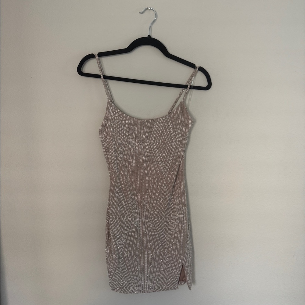 Beige and Silver Glitter Dress NWT
